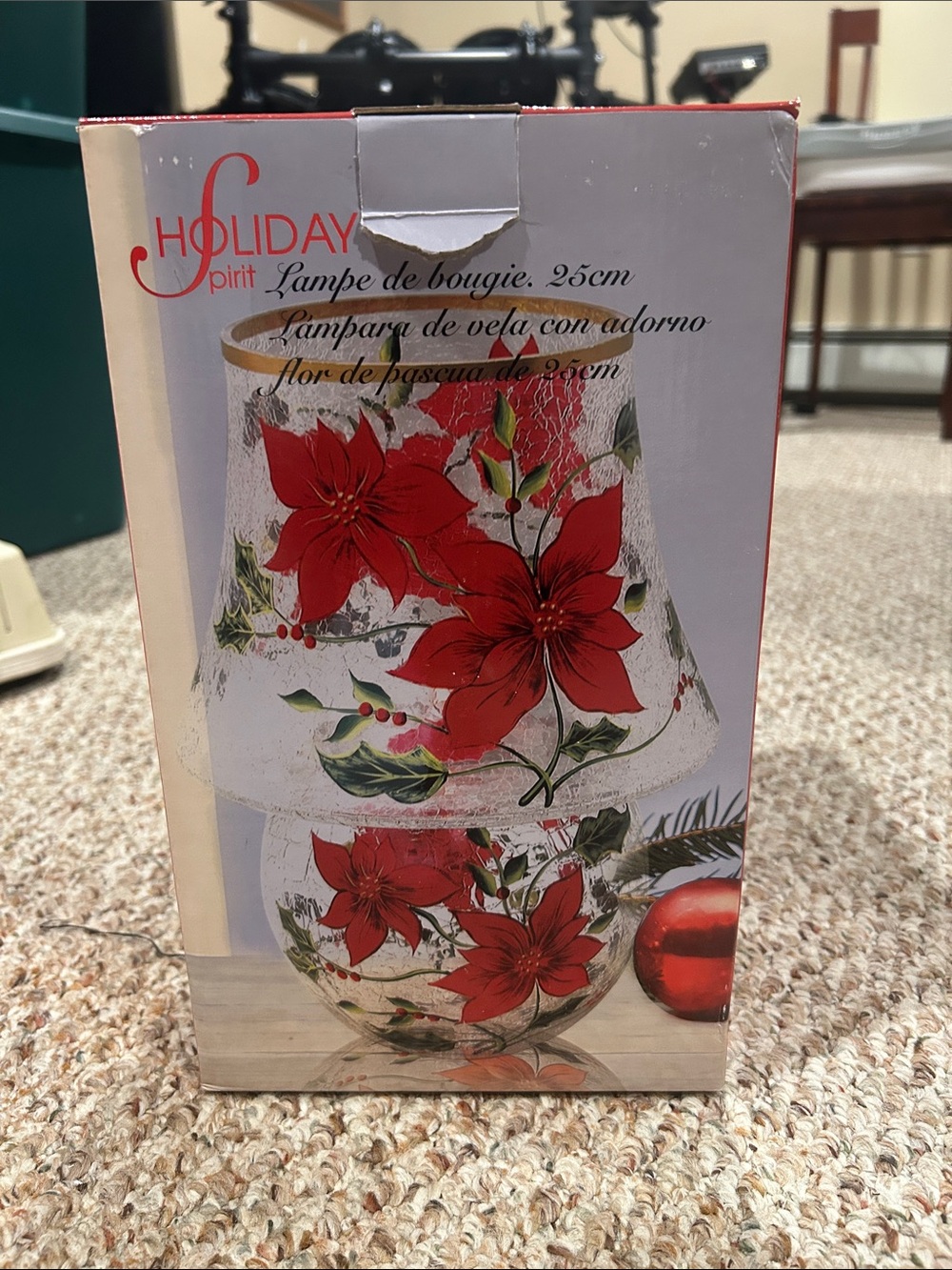 Red Poinsettia Candle Lamp